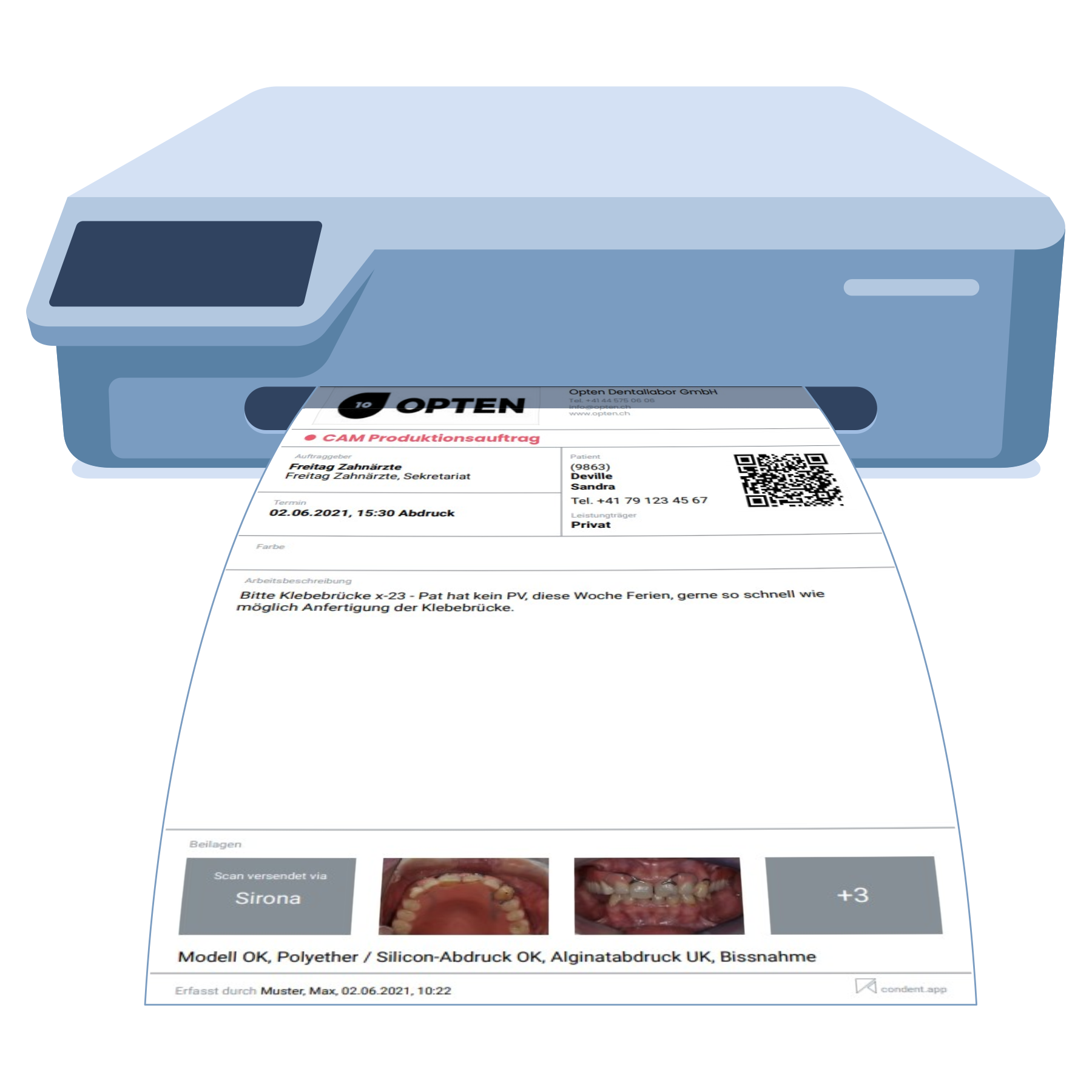 Laufzettel Condent Dentallaborsoftware