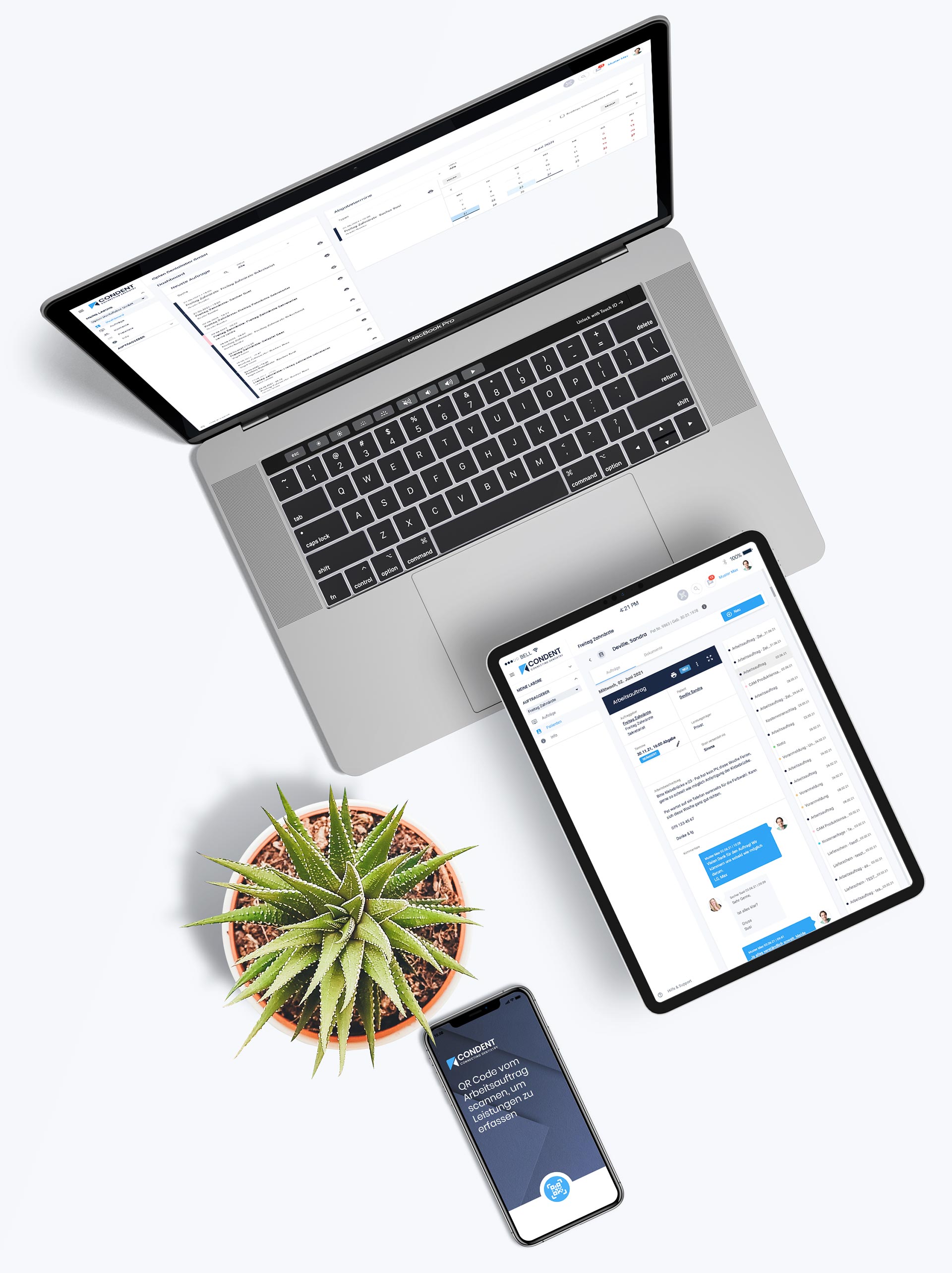 Condent Dentallabor-Software auf allen Geräten im Einsatz