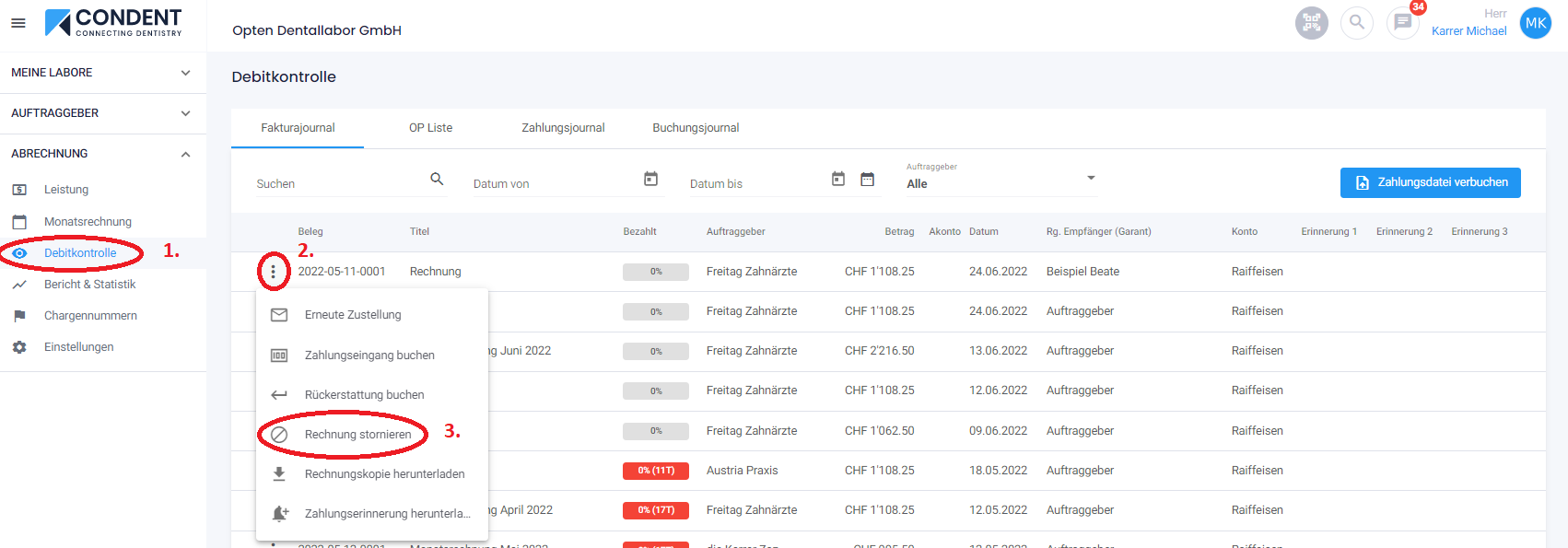 Condent Rechnung Stornieren