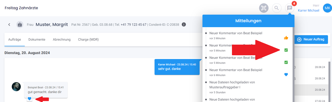 Reagieren Auf Kommentare Bei Der Dentallaborsoftware Condent