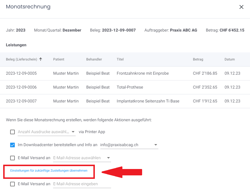 Einstellungen Übernehmen In Condent Dentallaborsoftware
