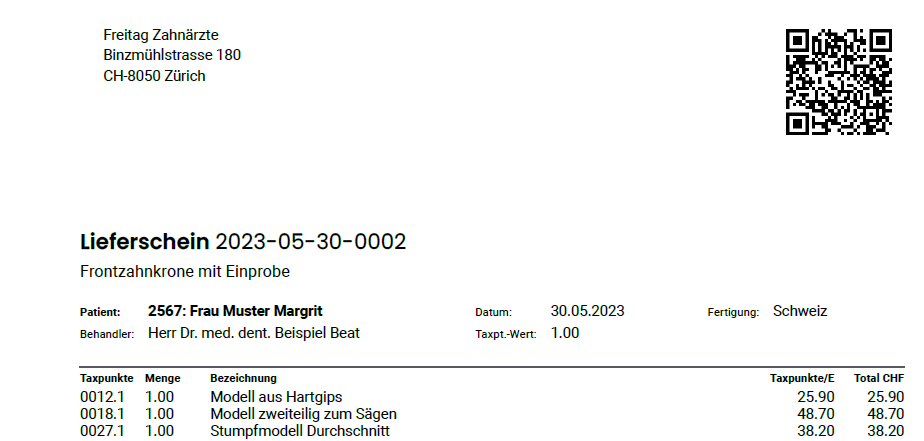 Condent Lieferschein Dental Labor Software