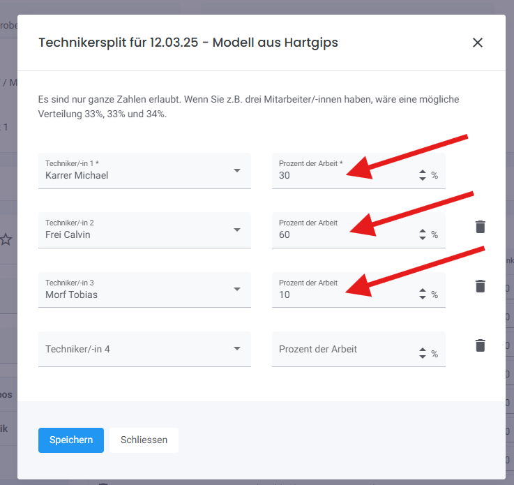 Techniker Leistungen Splitten In Der Dentallabor Software Condent