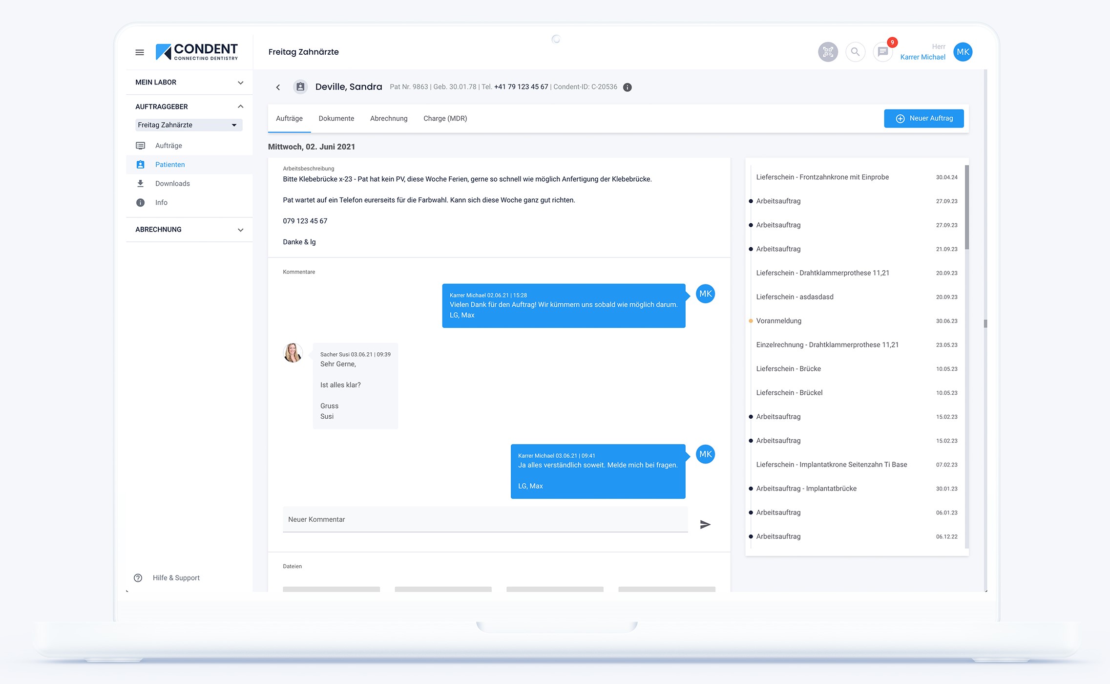 Condent Dentallabor Software Chatten Und Kommentieren Zwischen Zahnarzt Und Zahntechniker